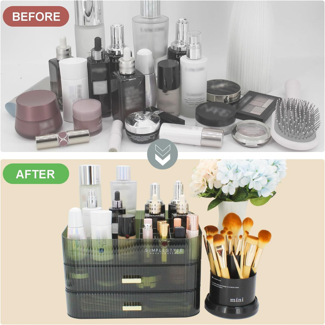 Makeup Organizer mit 2 Schubladen, Kosmetik-Organizer für Schlafzimmer und Bad Eitelkeit Arbeitsplat