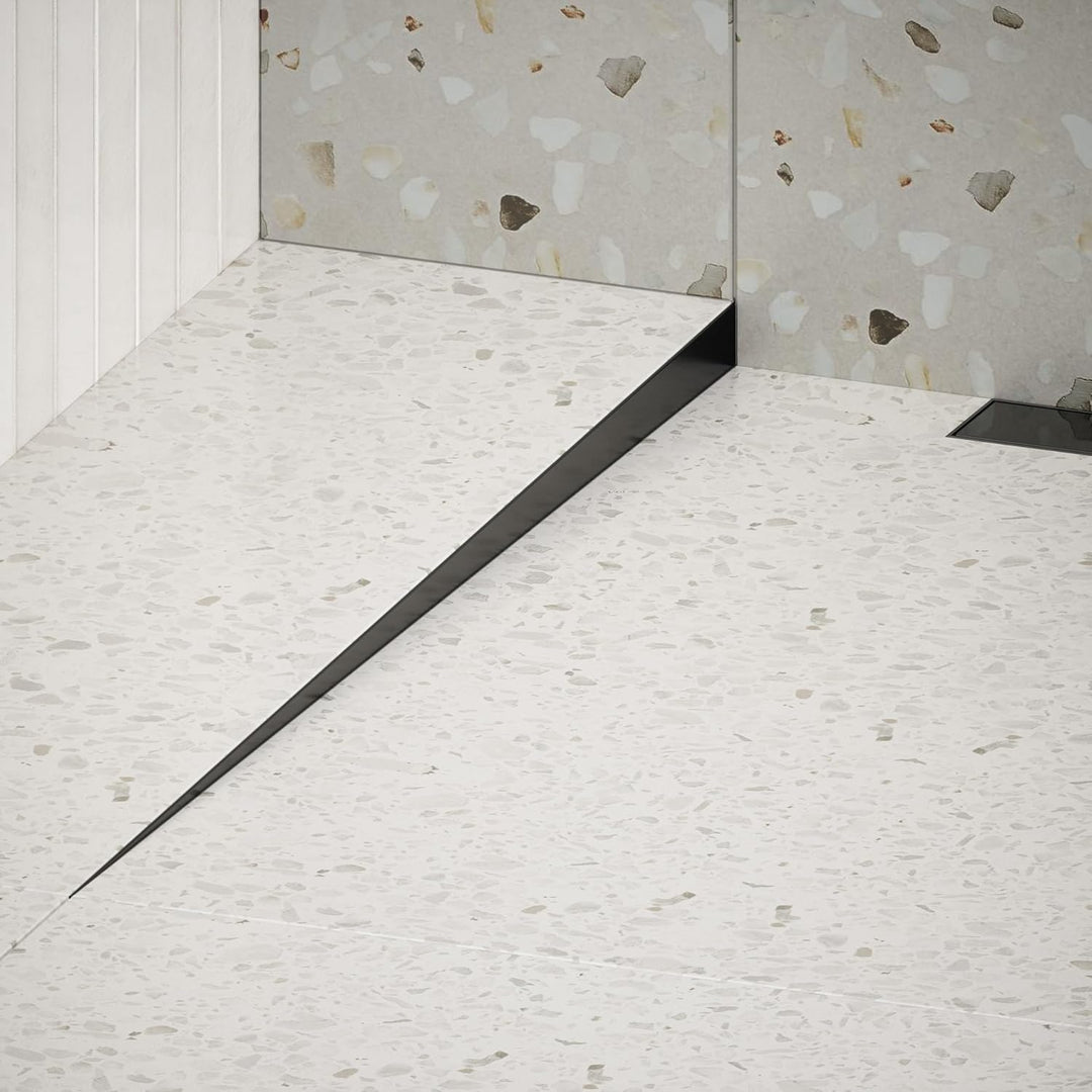 Aquabad Edelstahl Gefälleprofil Clive für begehbare Dusche in Schwarzmatt 100cm, 1x paar (links und