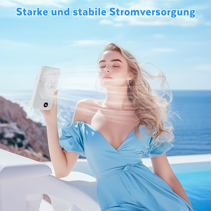 Tischventilator,Leise Ventilator Akku 3600mAh 180°Einstellbar Tragbarer LED Anzeige Fan Für Büro Bib