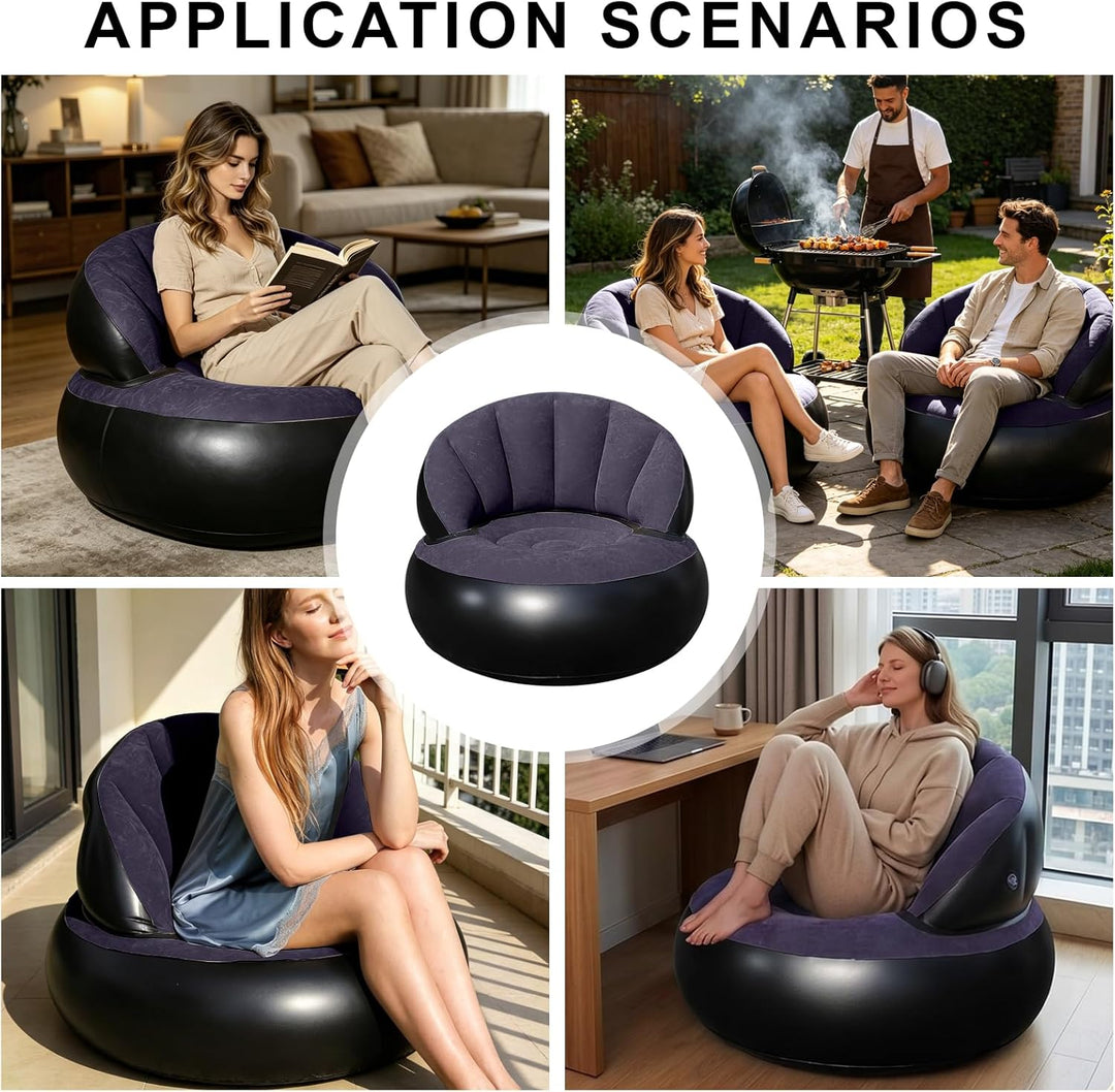 Aufblasbares Sofa Sessel mit Pumpe, Faltbarer Luftsessel für Innen & Aussen, Bequeme Aufblasbare Cou