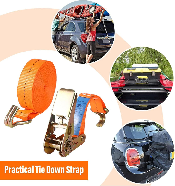 16 Set Spanngurt mit Ratsche und J Haken,1000 kg Zurrgurt Ratschengurt 4 mX25 mm,Frachtgurte für Umg