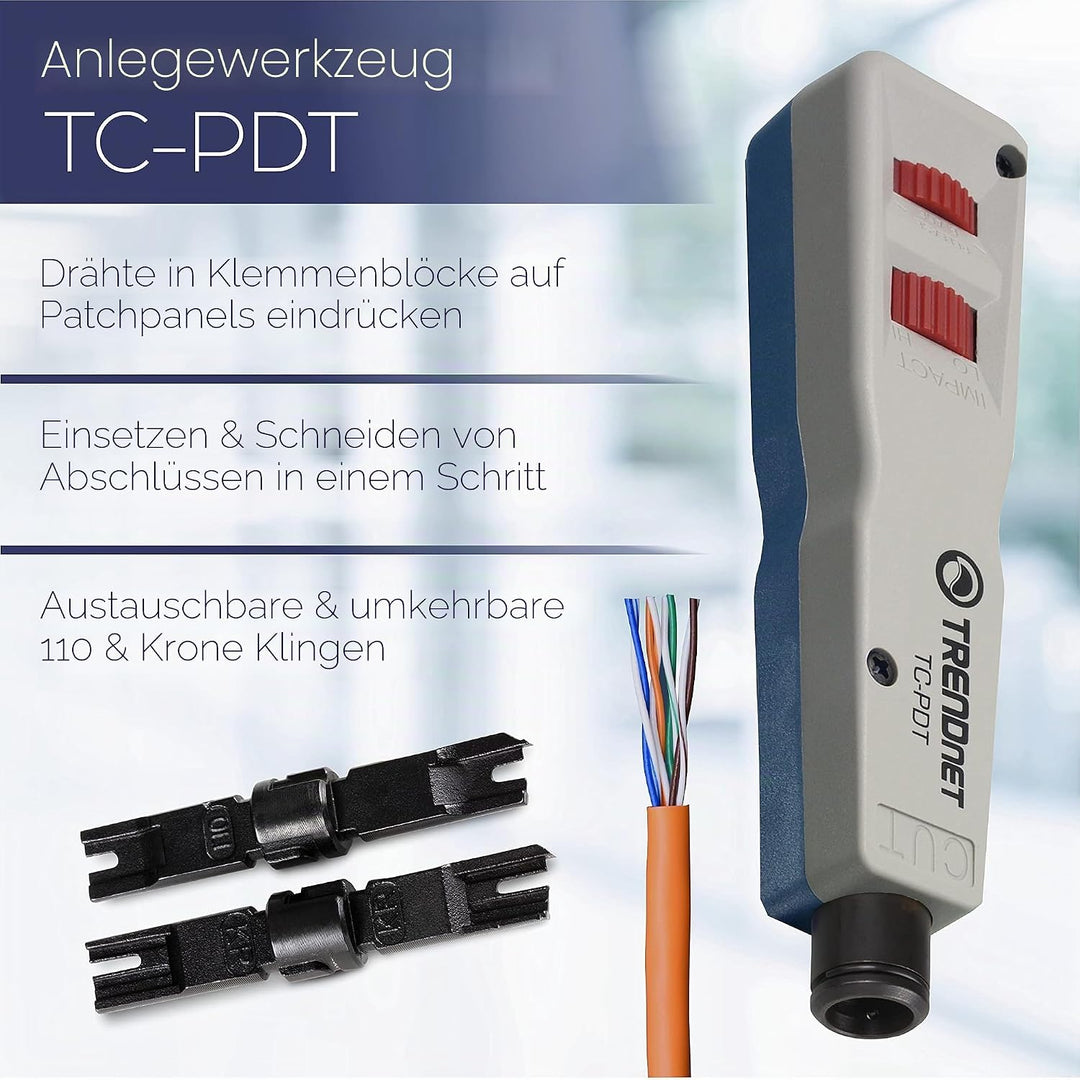 TRENDnet TC-PDT Anlegewerkzeug mit 110 und Krone-Messer, Krone-Messer