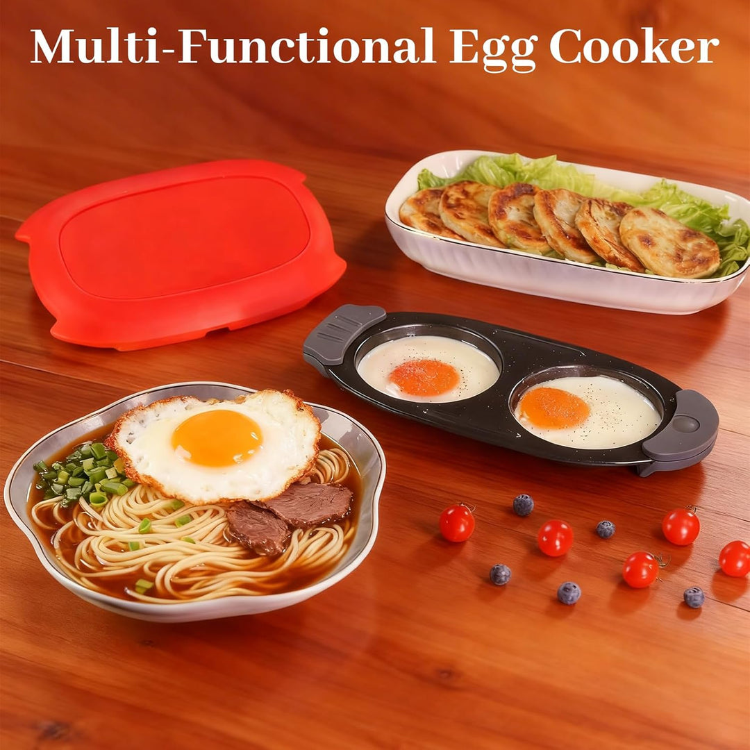 KINDLUME Eierkocher Mikrowelle, Poached Egg Maker, Mikrowellenteller, 2-in-1 Mikrowellen Eierkocher