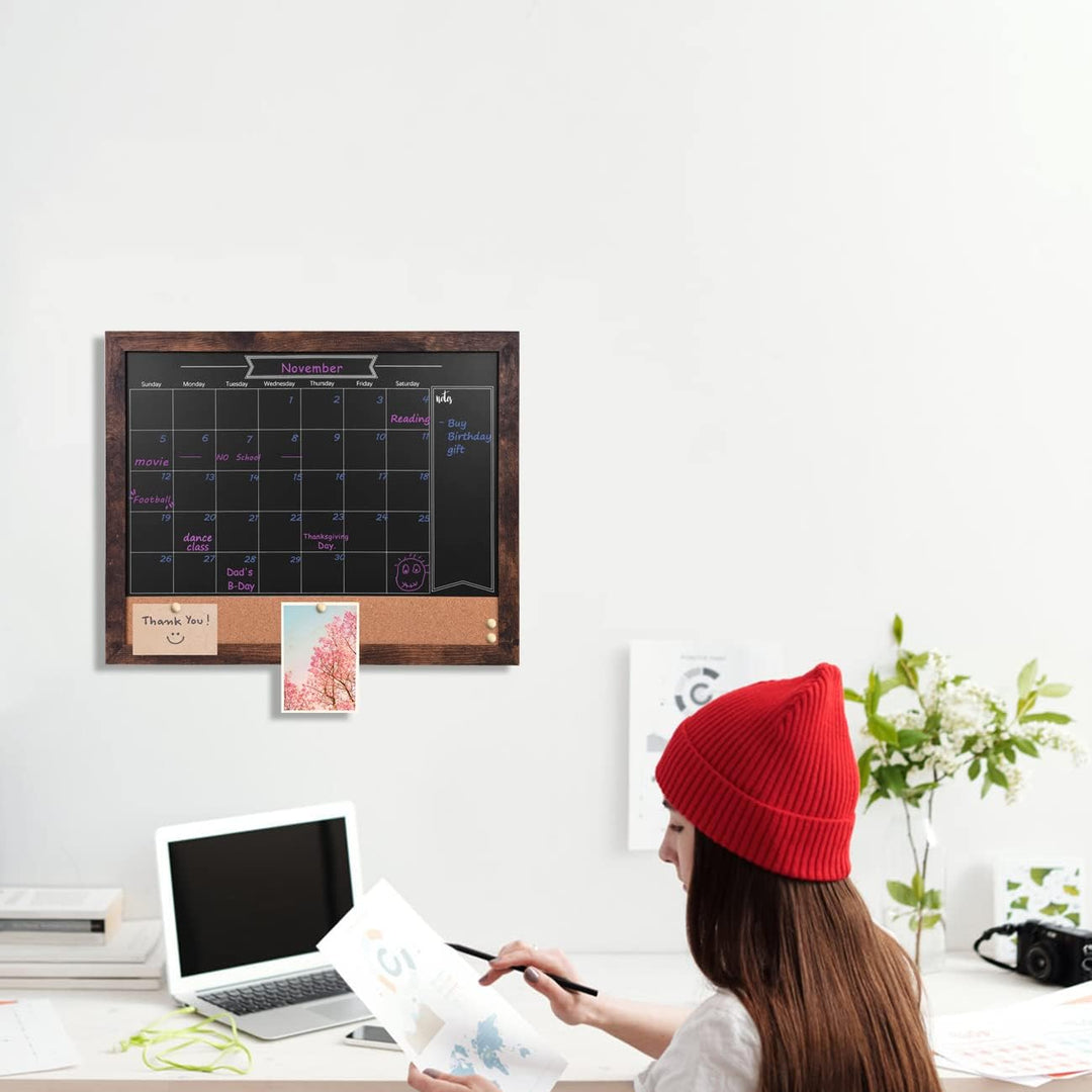 Okydoky Abwischbarem Kreidetafel-Kalender und Pinnwand, 33 cm x 43cm, Kombination aus trocken Black