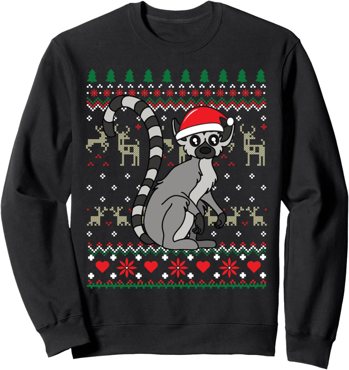 Lemur Weihnachten Lustiger Baum Geschenk Tier Sweatshirt