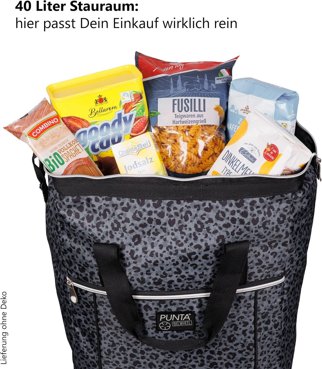 Punta Big Wheel Einkaufstrolley Shopping Trolley 10303 0127 Leopard +t | Grau Einkaufsroller Markt K