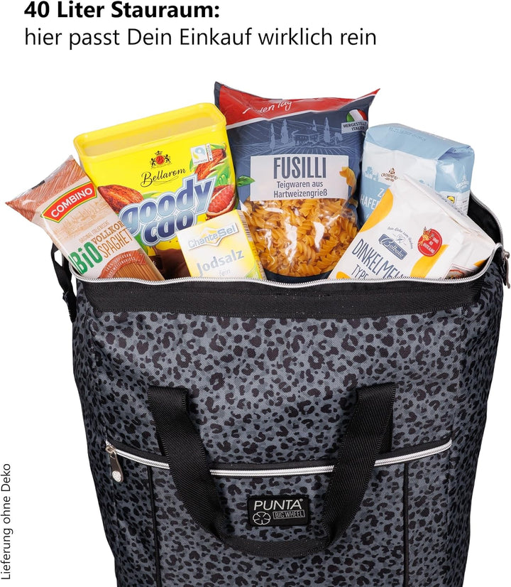 Punta Big Wheel Einkaufstrolley Shopping Trolley 10303 0127 Leopard +t | Grau Einkaufsroller Markt K