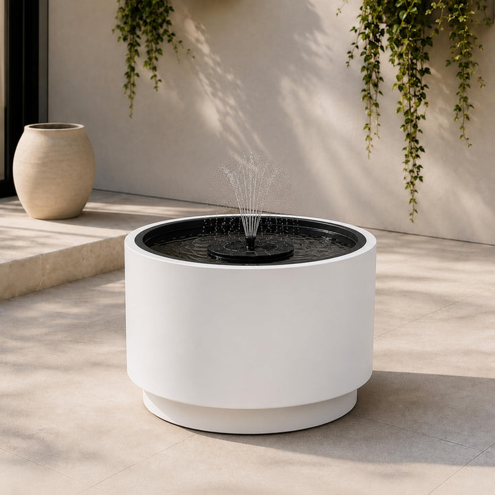Solarbrunnen Set für draussen - Solar Springbrunnen mit grosser Ø 47x30 cm Schale weiss Weiss Ø 47 x