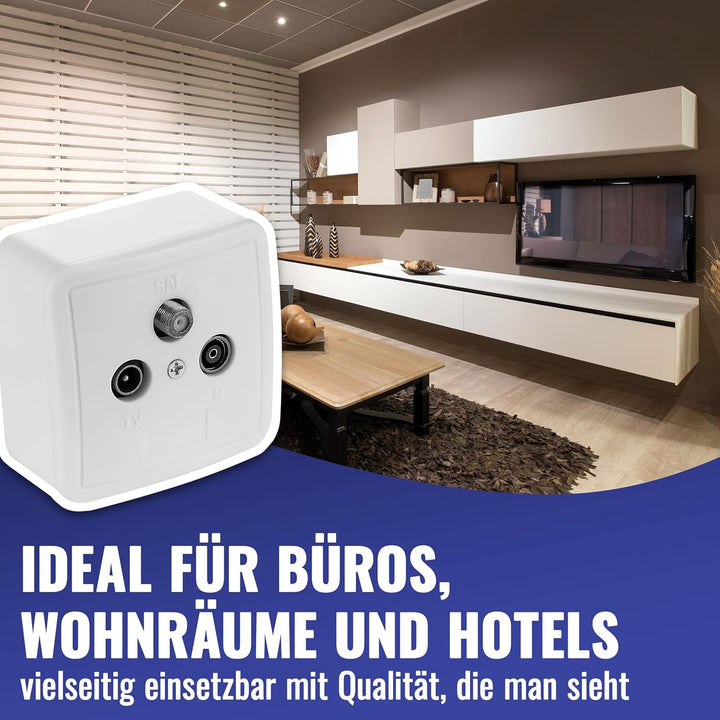 Poppstar 5x SAT Dose (3-Loch Antennendose), Enddose für SAT, TV und Kabel Anschluss (digital/analog)