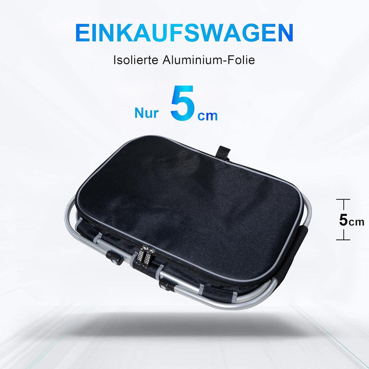 Kühltasche Einkaufskorb Grosser isolierter Kühlkorb Lunchtasche Bürowärmer Seitenstütze 2 Griffe Auf