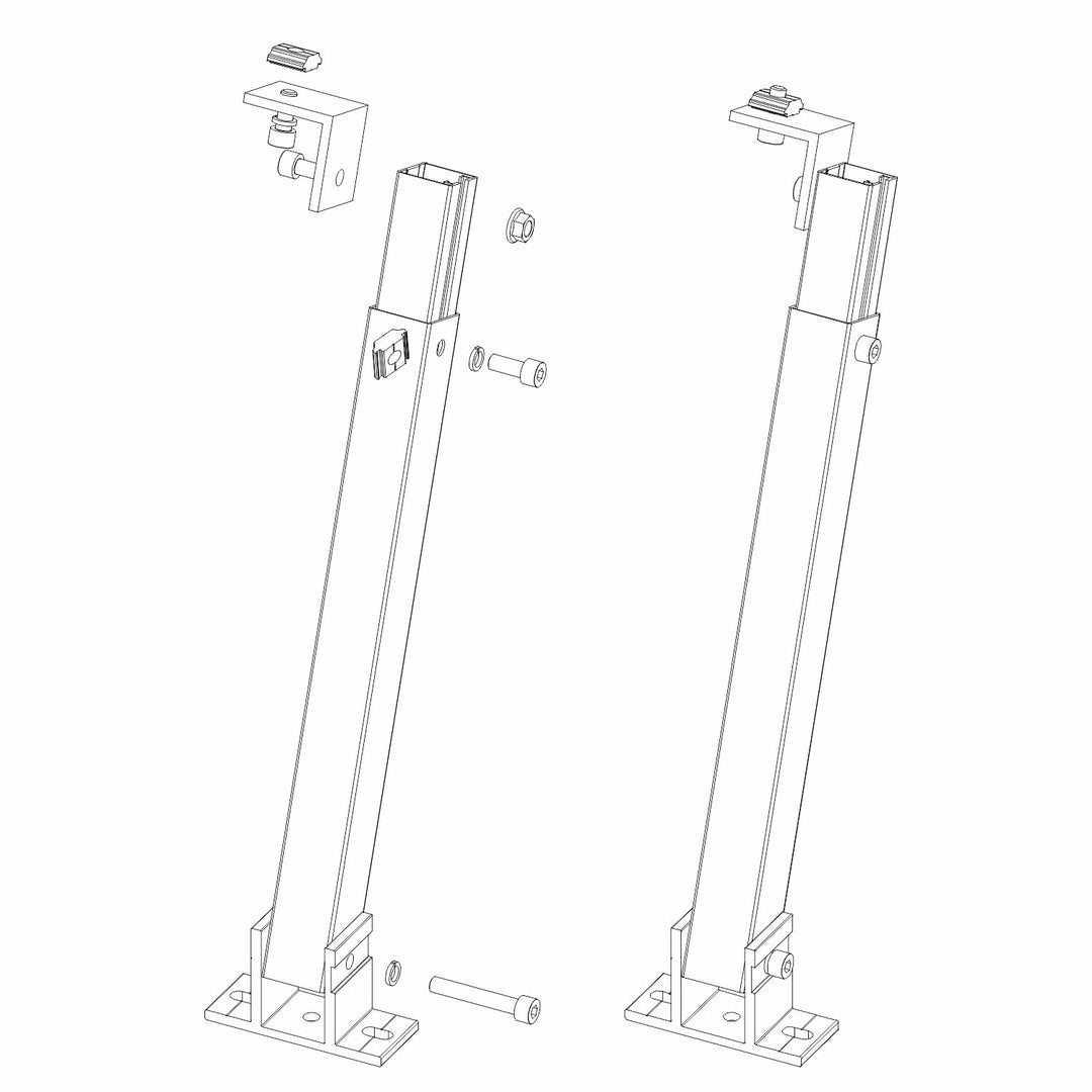 Teleskop Halterung 4er Set z. B. für Photovoltaik- oder Solarpanele inkl. Zubehör, 4er Set