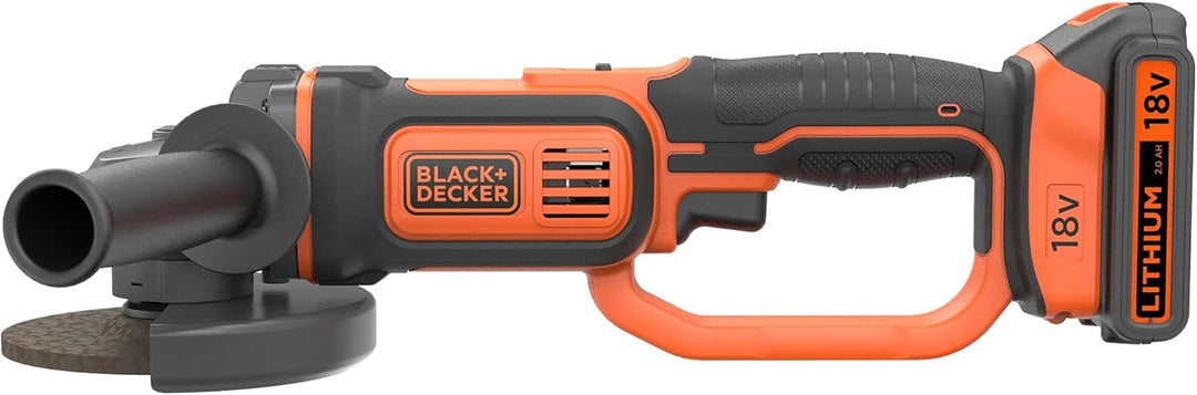 Black+Decker BCG720N Winkelschleifer (18V, 125mm Scheiben-ø, Sanftanlauf, für Trenn, Schleif- & Schr