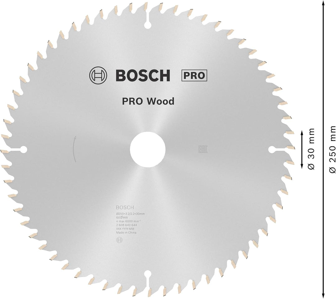 Bosch Professional 1x Kreissägeblatt Optiline Wood (Sägeblatt für Holz, Ø 250 x 30 x 3,2 mm, 60 Zähn