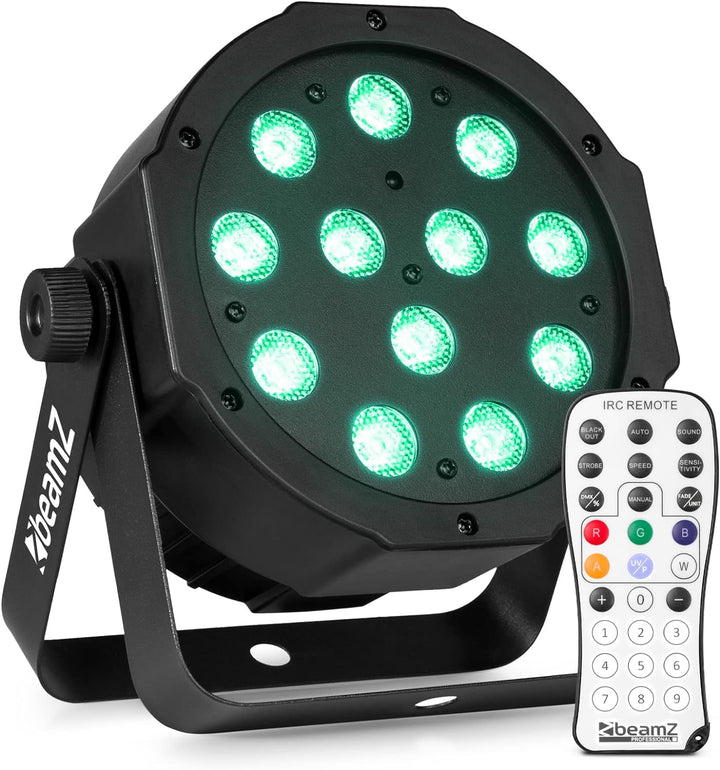 BeamZ SlimPar37 - LED PAR Strahler mit Fernbedienung, 12 x 4 Watt LED Strahler, DMX, Discolicht Part