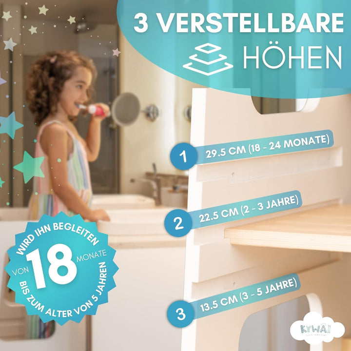 Montessori Lernturm ab 1 Jahr, aus robustem Holz, Premium-Modell in Grossformat, Learning Tower mit