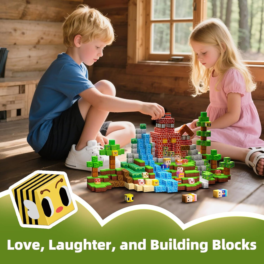 KIDCHEER Magnetische Bausteine 100 Stück, Wald Magnetbausteine für Kinder, Montessori Magnetblöcke S