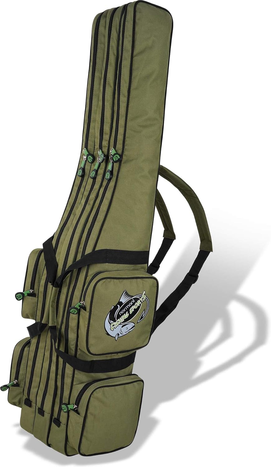 normani Allround Rutentaschen Rutenfutteral 150 cm mit 3 Innen-Fächer für 6 Ruten Anglertasche und 4
