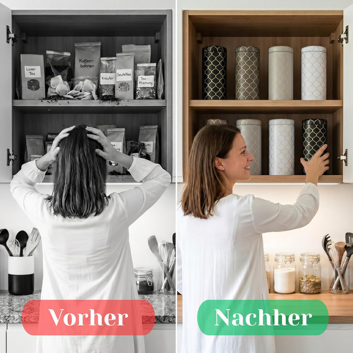4er-Set Metall-Aufbewahrungsdosen mit Deckel für Kaffeepads, losen Tee & Kaffeebohnen – Aromadicht &