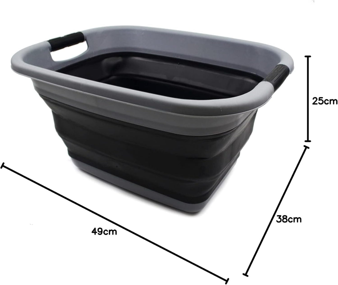 SAMMART 25L Zusammenklappbarer Wäschekorb / -wanne - Faltbarer Aufbewahrungsbehälter/Organizer - tra