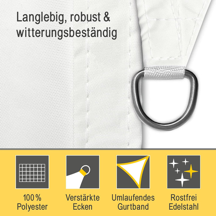 Sol Royal Sonnensegel dreieckig wasserdicht für Terrasse Balkon Garten | 7x5x5m Weiss UV Sonnenschut