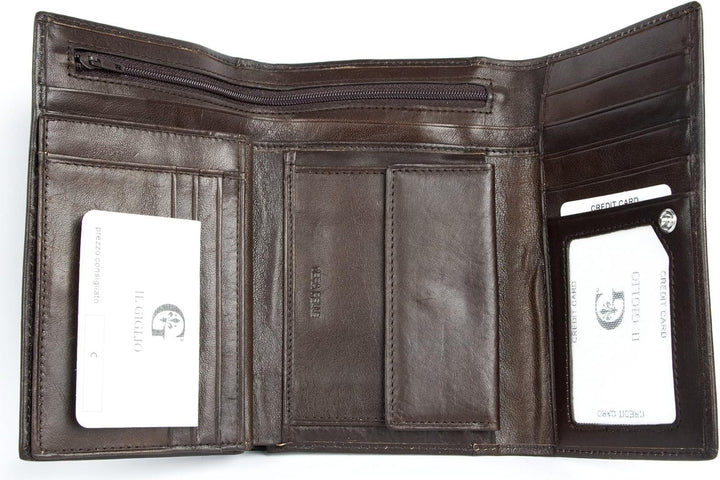 Damen Braunes Exklusiv Leder Geldbörse - Brieftasche Il Giglio