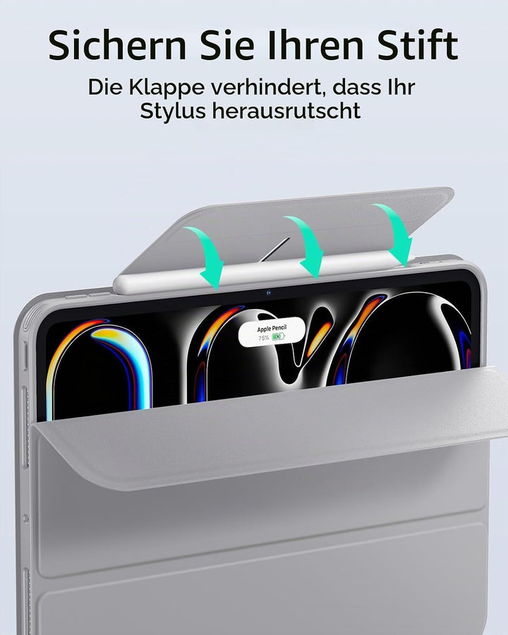 ESR für iPad Pro 11 Zoll Hülle M4 (2024) mit Stifthalter, Abnehmbarer Magnetabdeckung, vertikalem St