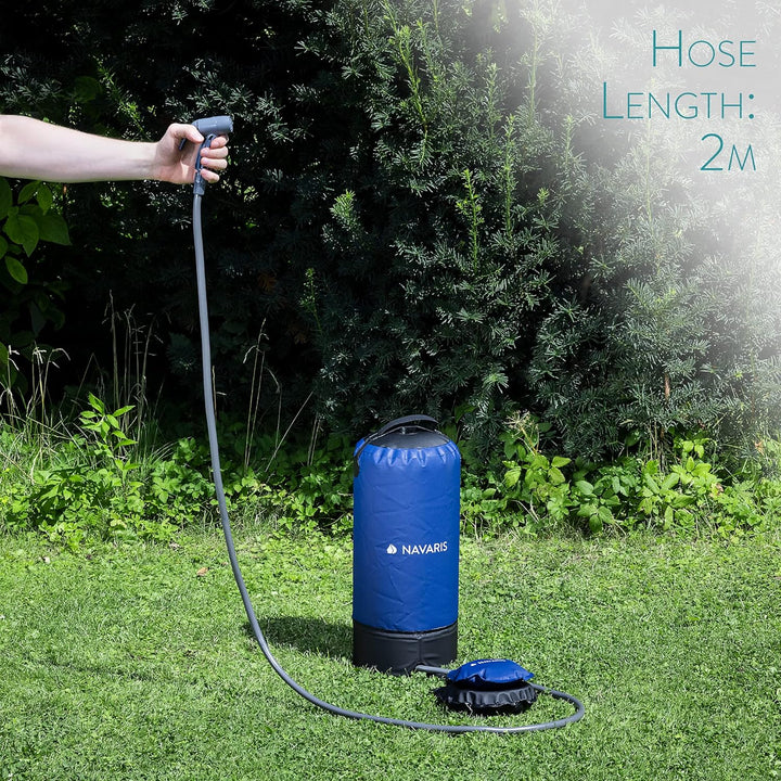 Navaris Campingdusche Solardusche Gartendusche mit Pumpe - 11l Solar Dusche mit Fusspumpe - tragbare