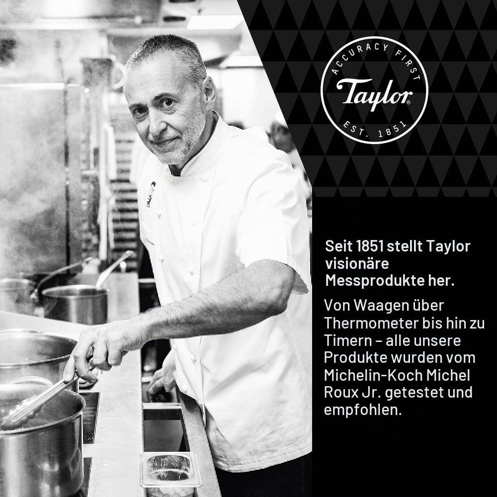 Taylor Pro, Digitale Küchenwaagen für Lebensmittel mit Ultraschlankem Design, Professioneller Standa