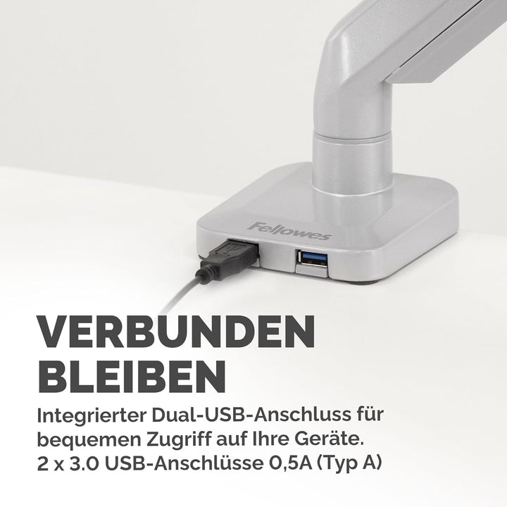 Fellowes Monitor Halterung für 1 Bildschirm bis 32 Zoll (81,28 cm) - Platinum Series Monitor Arm mit