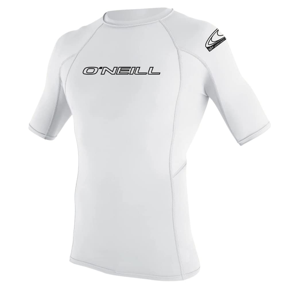 O'Neill Youth Basic Skins UPF 50+ Short Sleeve Rash Guard, Unisex Kinder Jungen, 3345-White-10, weis