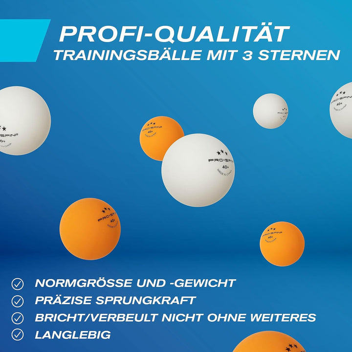 PRO-SPIN Tischtennisschläger Set - Mit Tischtennisnetz Für Jeden Tisch, Tischtennis bälle 3-Sterne,