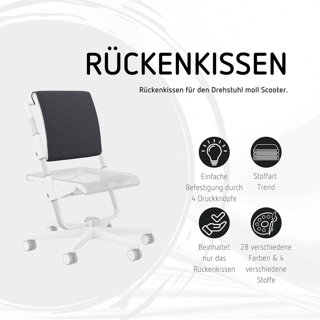 moll Rückenkissen Scooter, Bezug für den moll Kinderdrehstuhl Scooter, austauschbar, Chenillegewebe,