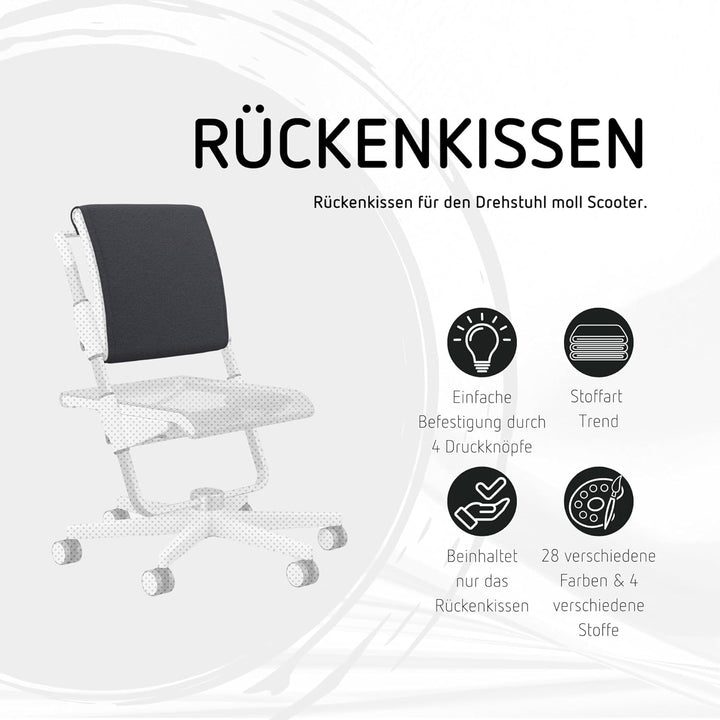 moll Rückenkissen Scooter, Bezug für den moll Kinderdrehstuhl Scooter, austauschbar, Chenillegewebe,