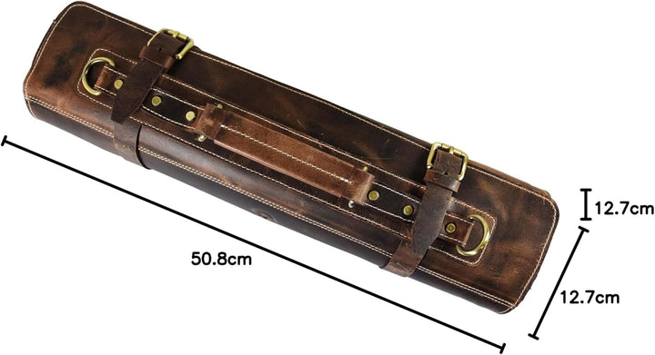 Ledermesserrolle Aufbewahrungstasche | Elastisch und erweiterbar 10 Taschen | Verstellbarer/Abnehmba