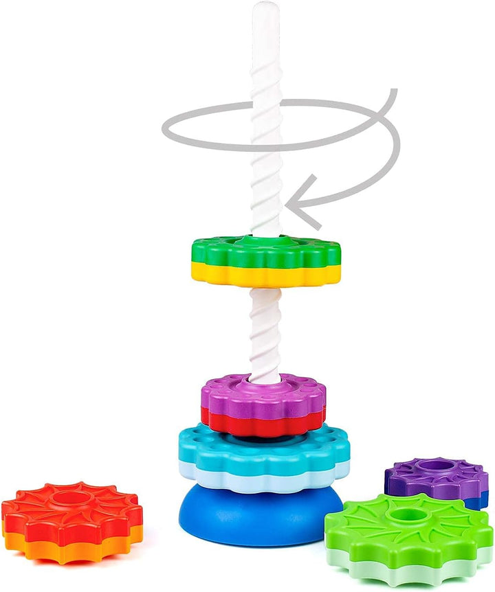 FANCY 40 cm gross Stapelturm Baby Kinderspielzeug ab 1 2 3 Jahre Farbring Pyramide mit Spiralgewinde
