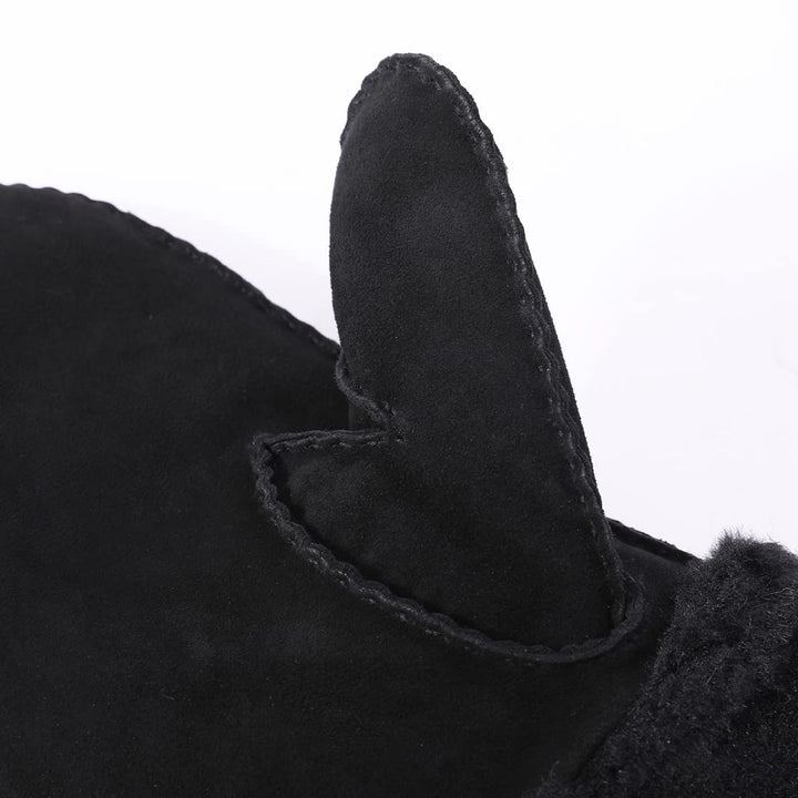 Harssidanzar Damen Fäustlinge,Winter Schaffell Lammfell beheizte warme pelzige Stulpenhandschuhe Led