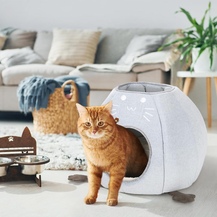 Katzenbett, Faltbare grosse Katzen Katzenhöhle, 45x45x40cm (TxBxH) Katzenhaus Indoor mit abnehmbarem