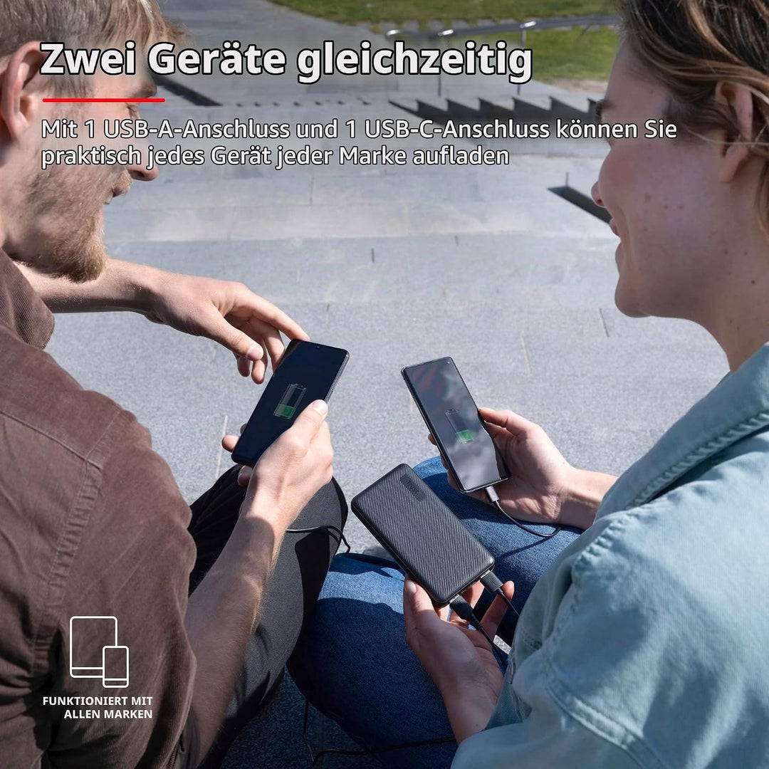 Trust Mobile Primo Dünne Powerbank Schnellladefunktion 5000 mAh, Nachhaltig, USB C Externer Akku, Tr