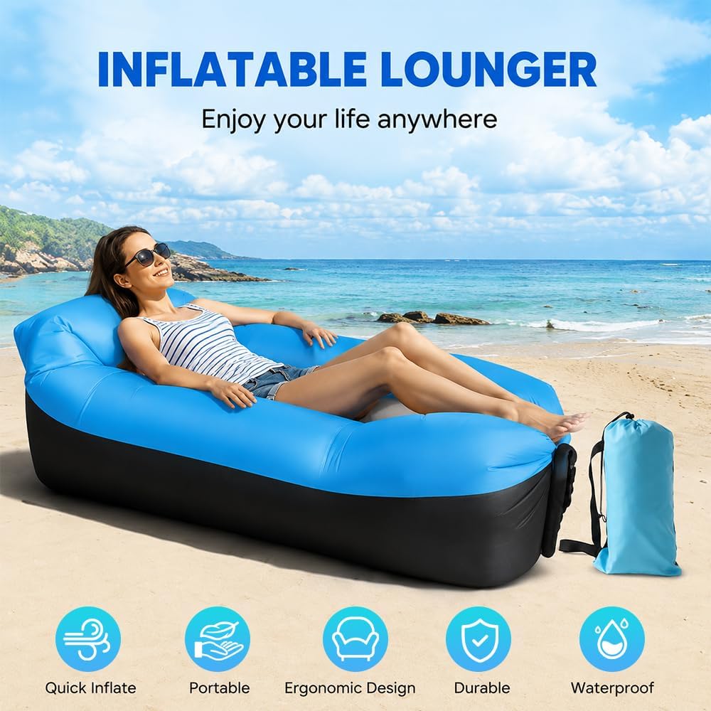 Aufblasbares Sofa, Camping Sofa Aufblasbar, Tragbares Luft Sitzsack mit Aufbewahrungstasche, Air Lou