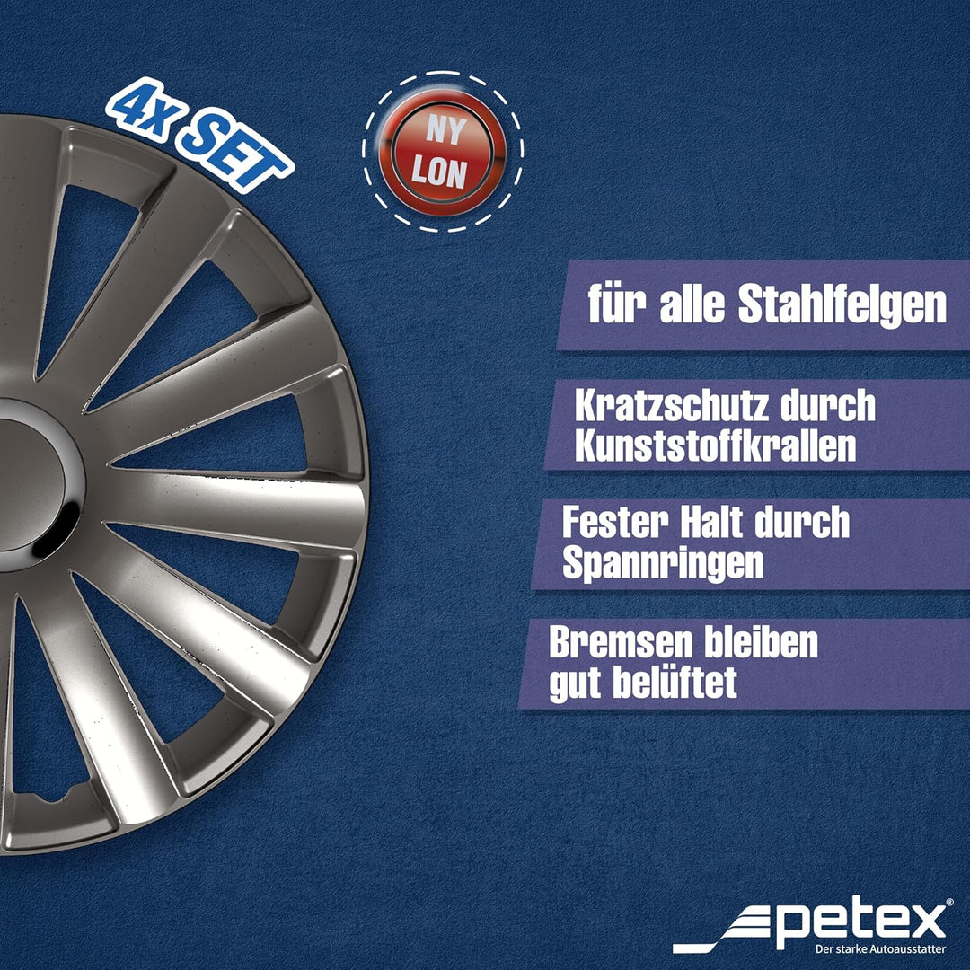 Petex Radkappe 14" Zoll Radzierblenden Satz Radblende silber RB536914, 14" zoll