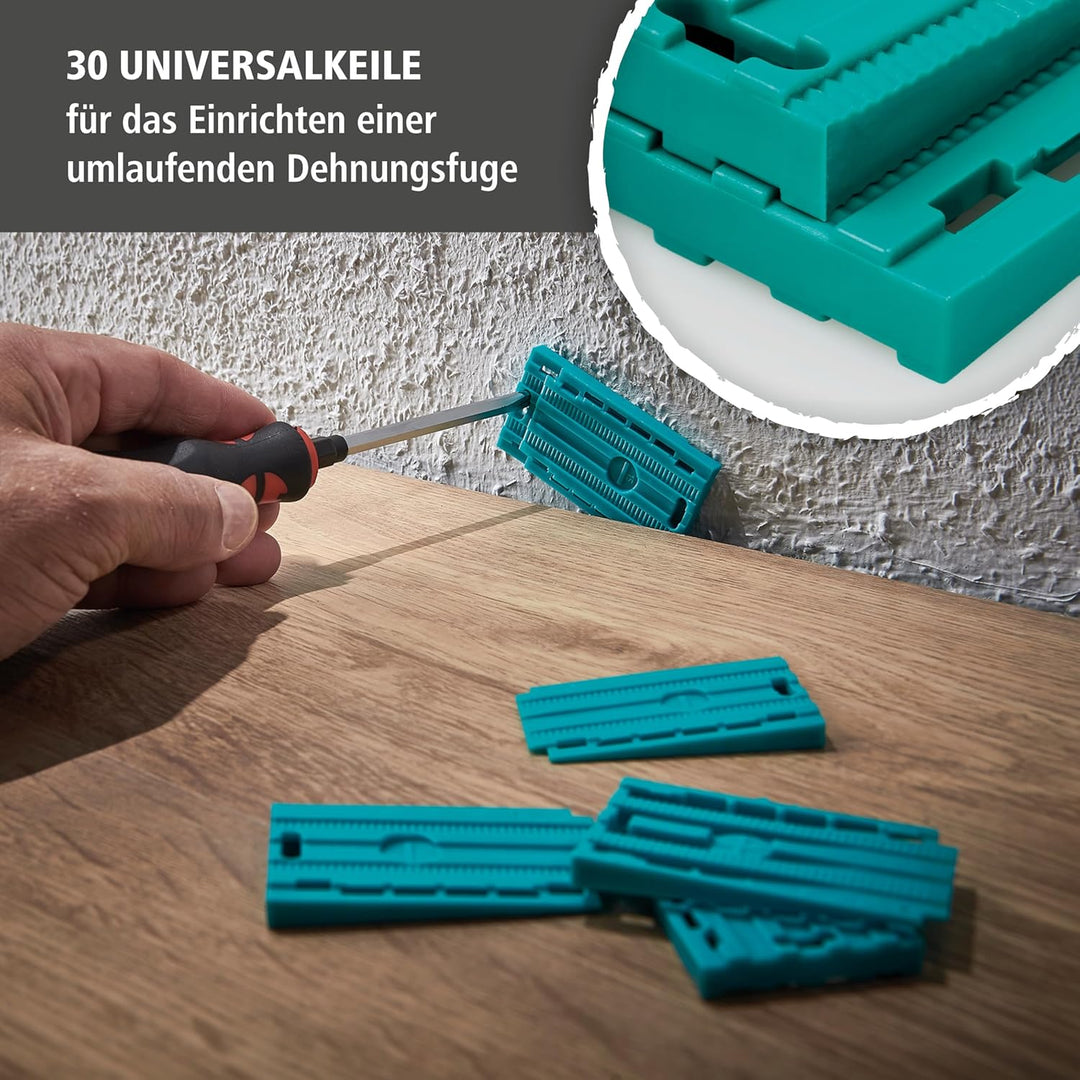 wolfcraft Geling-Set zum Laminat- und Designboden verlegen I 6975000 I Zugeisen, Schlagholz und 30 U