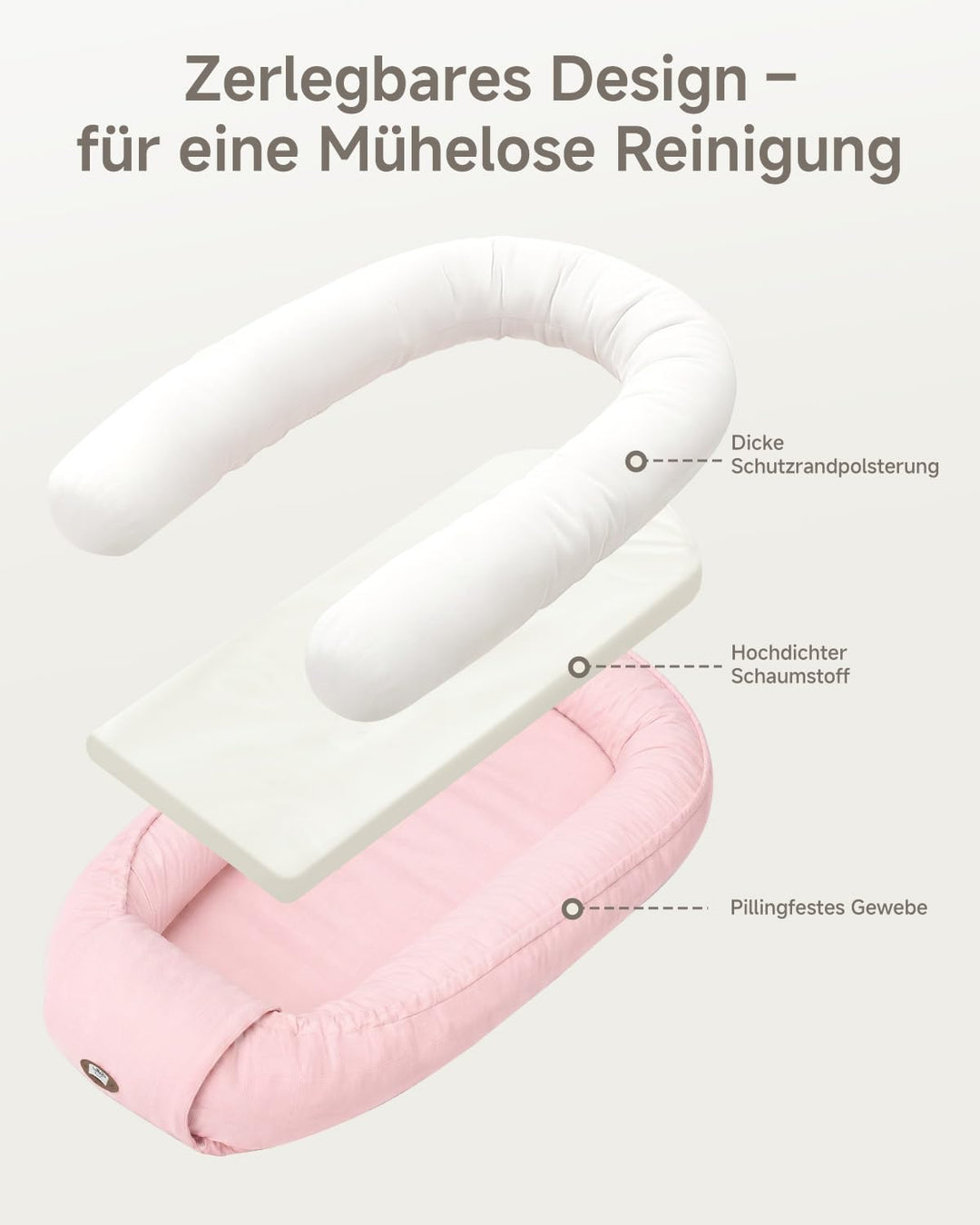 Babynest Neugeborene 95x56cm,Vollständig Abnehmbar Nestchen Baby,0-6 Monate | Babynestchen Neugebore