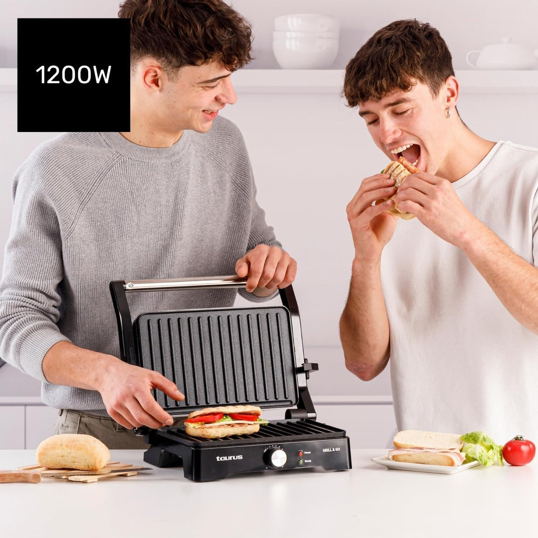 Taurus - Elektrischer Kontaktgrill Grill&Co GR1500X | 1500W | Antihaftplatten 27,5 x 17,3 cm | 180°