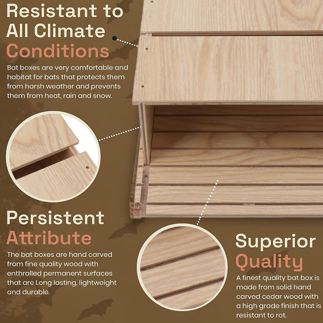 Jiawu Fledermaushaus-Bausatz, Grosses Fledermaushaus aus Holz für den Aussenbereich, Einstöckiger Fl