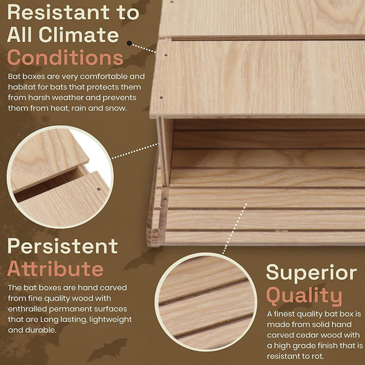 Jiawu Fledermaushaus-Bausatz, Grosses Fledermaushaus aus Holz für den Aussenbereich, Einstöckiger Fl