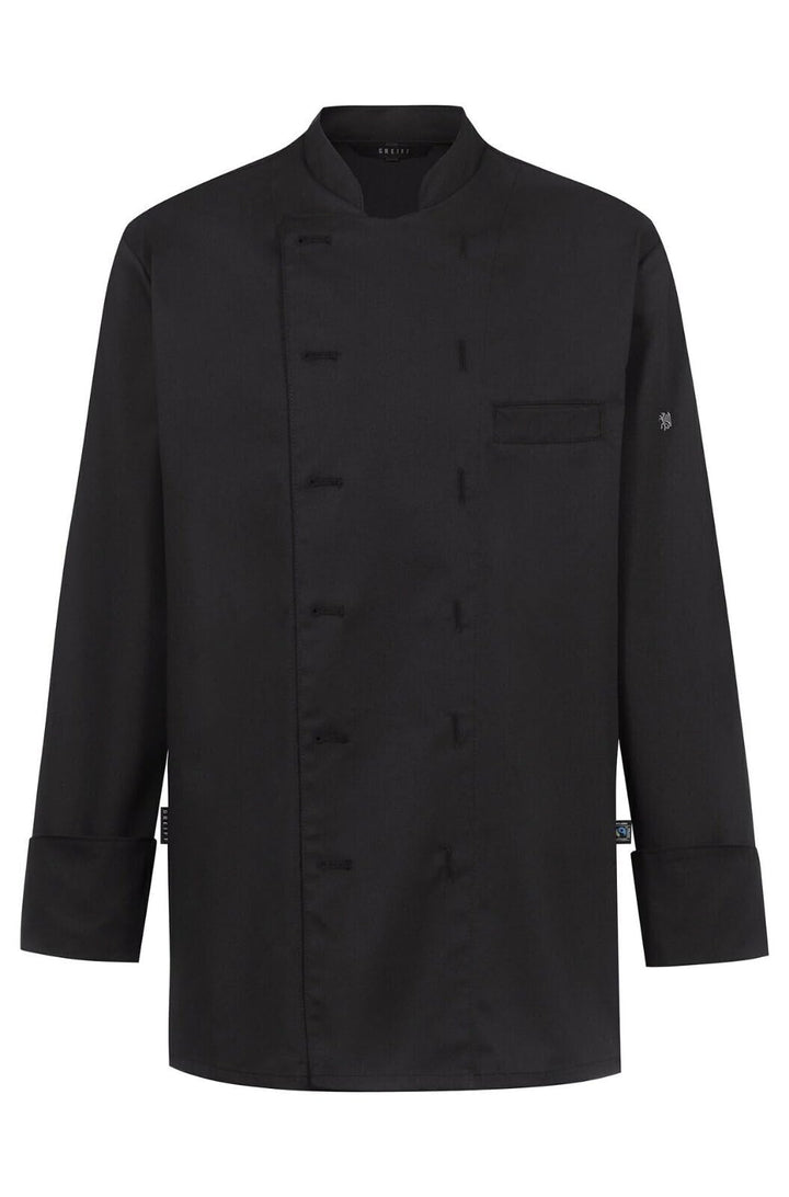 Greiff Gastro Moda Cuisine Herren Premium-Kochjacke Regular-Fit L Schwarz, L Schwarz
