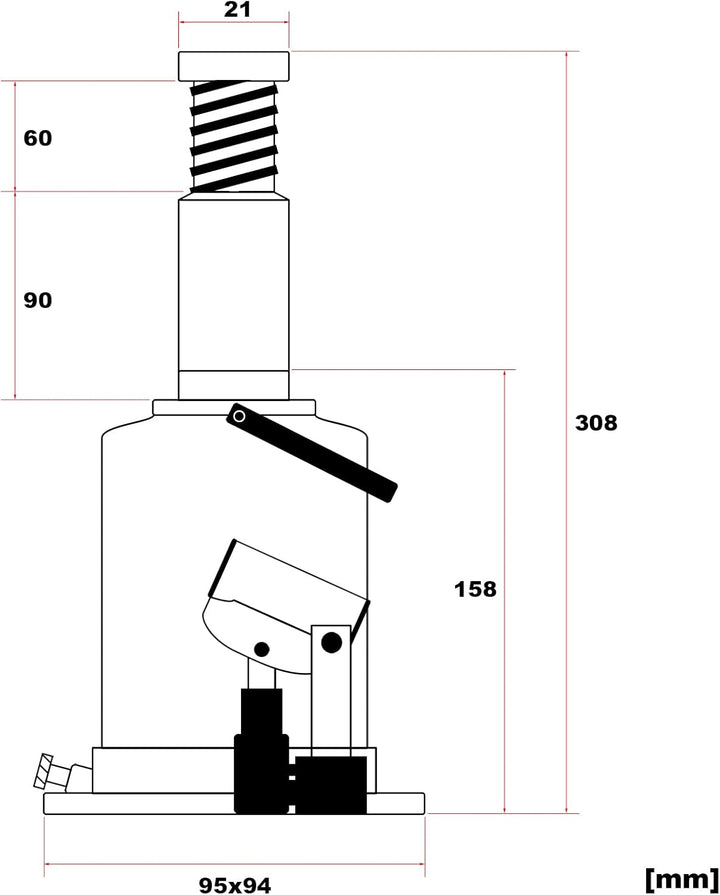 Wiltec Hydraulischer 2t Flaschen-Wagenheber, Stempelwagenheber mit Slow down Funktion, Autoheber 158