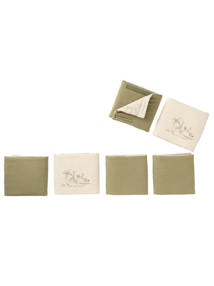 VERTBAUDET Bettumrandung / Laufgitterumrandung, Stossstange, wendbar, Babylon Beige, bedruckt mit TU