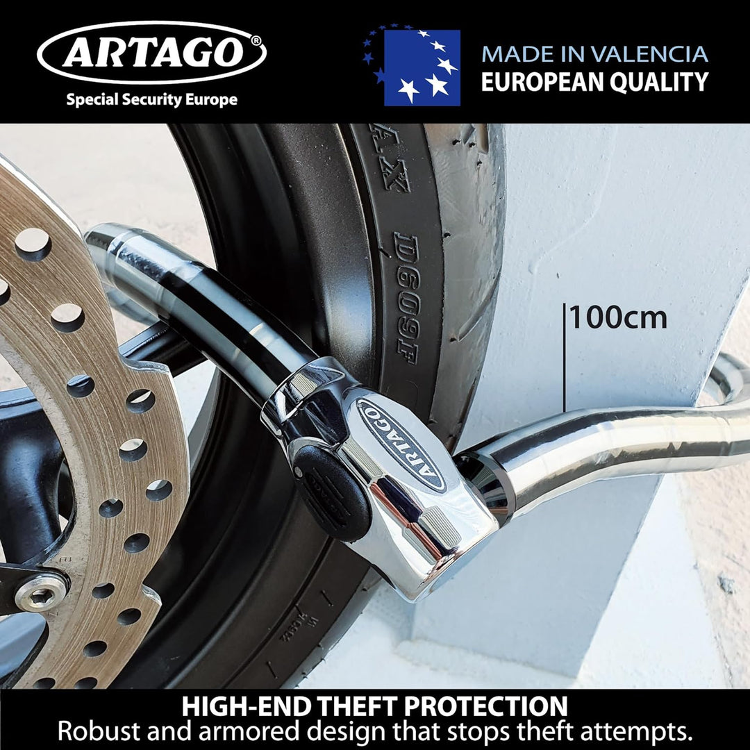 Artago 5310 Gelenkschloss Diebstahlsicherung, Maximale Sicherheit, Motorrad, Roller, Fahrrad, 100 cm