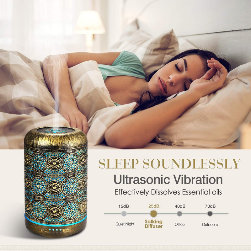 SALKING Aroma Diffuser, 260ml Metall Aromatherapie Diffusor für ätherische Öle, Raumbefeuchter Elekt
